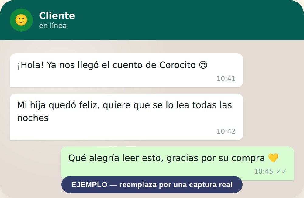 Mensaje real de un cliente sobre Corocito y sus aventuras